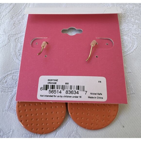 Isaac Mizrahi Orange Gold Rhinestone Dangle Earrings MSRP $38 NEW - Picture 9 of 9